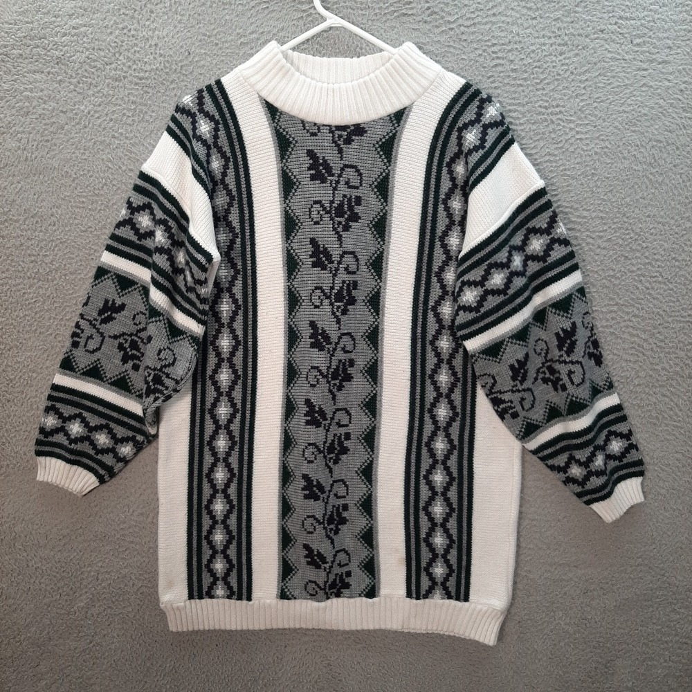 Vintage Clifton Place Sweater Womens Large Multicolor Geometric Floral Knit 90s